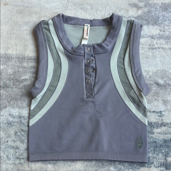 FP Movement Gray Polo Collar Crop Tank Top - Picture 2 of 7